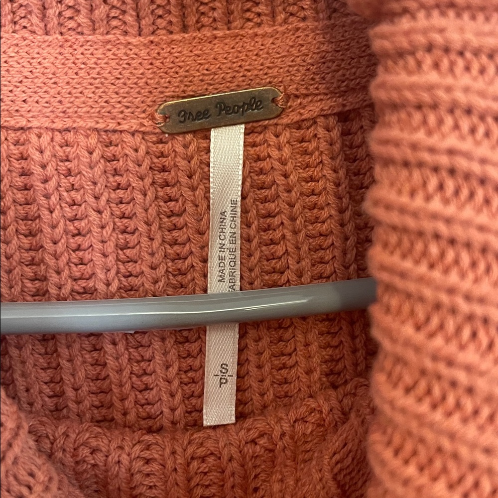Free People Layer Cake Cowl Neck Peplum Rusty Rose Terracotta Knit Sweater - Picture 7 of 12